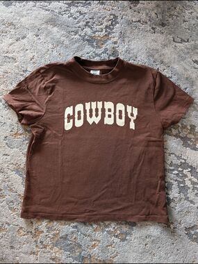 Sunday Best Brown Cropped "COWBOY" Tee